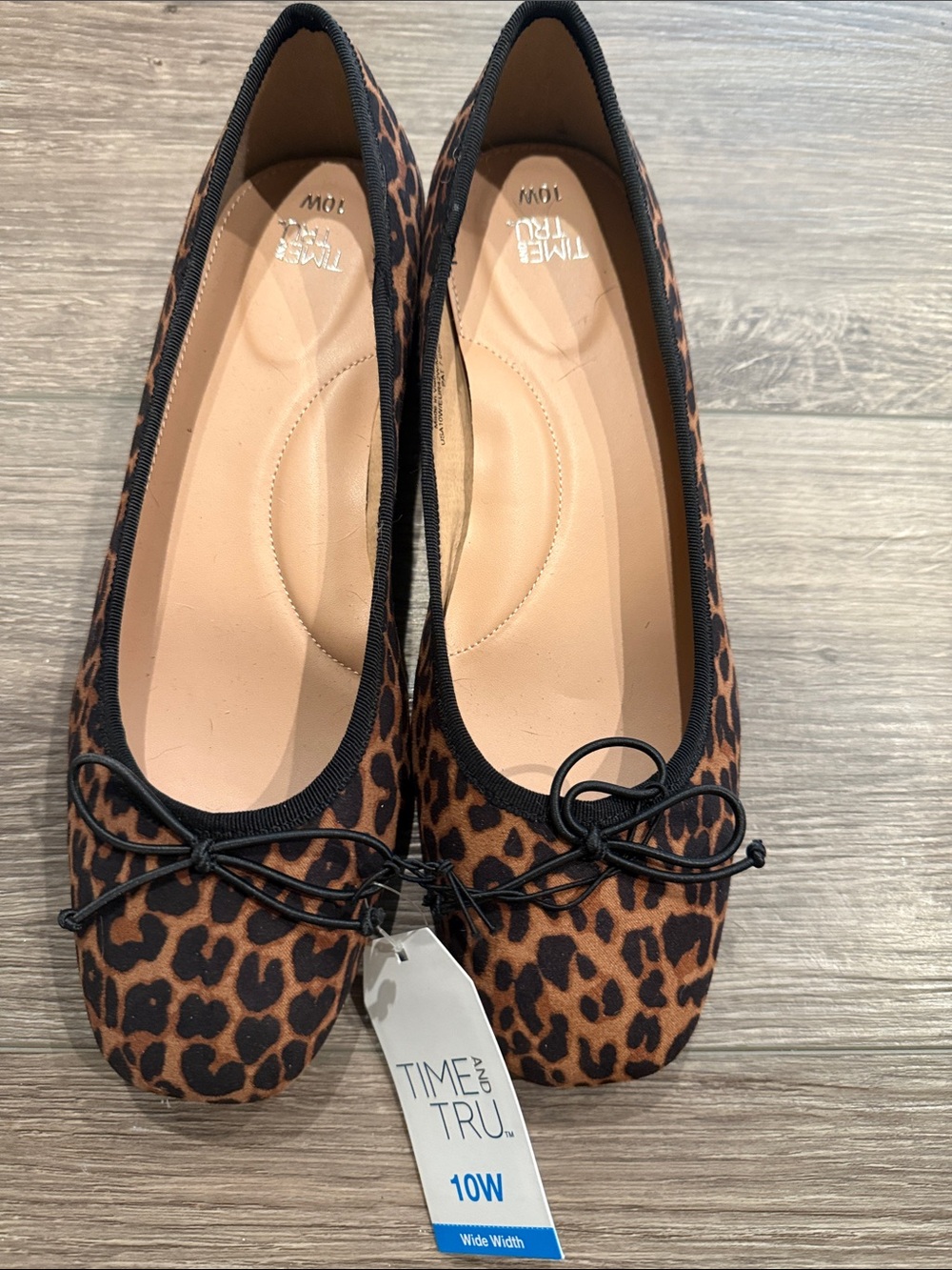 Time and Tru Leopard Ballet Flats in Brown and Black